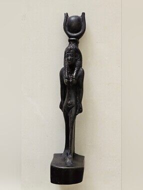 Religious Statue Egyptian Goddess Isis Black Resin 7.25" Tall